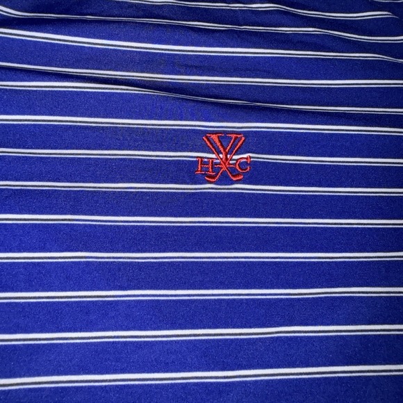 Yeaman's Hall Club B Draddy Sport Golf Shirt Blue Stripe XXLarge Top 100 Courses - Picture 2 of 7
